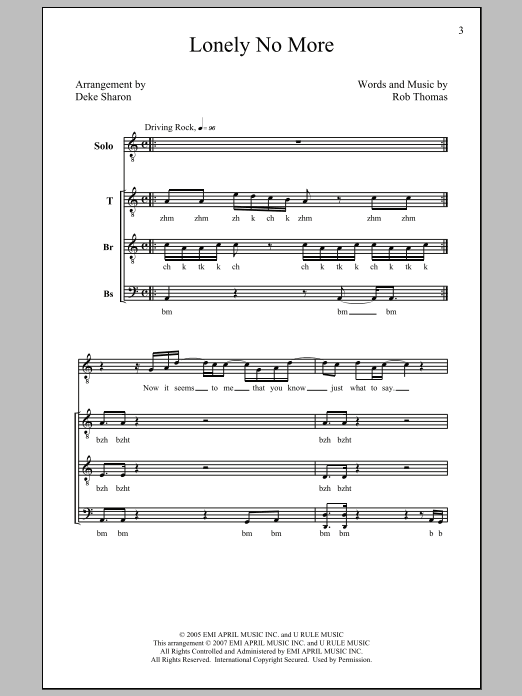 Deke Sharon Lonely No More Sheet Music Notes & Chords for TTBB - Download or Print PDF