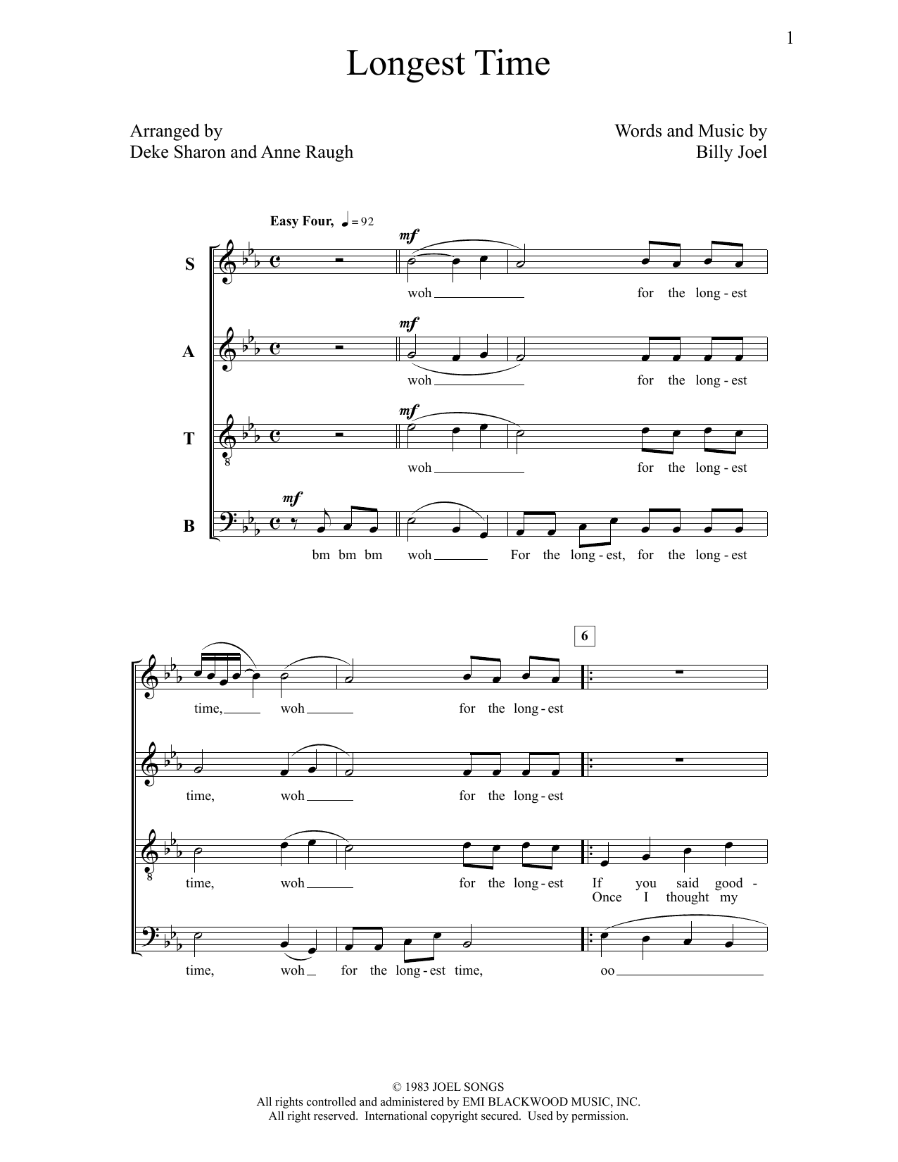 Deke Sharon Longest Time Sheet Music Notes & Chords for Choral - Download or Print PDF