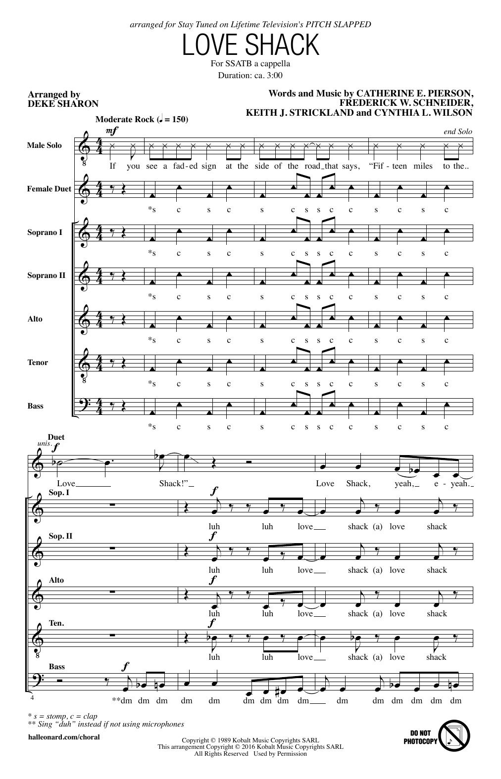 Deke Sharon Love Shack Sheet Music Notes & Chords for Choral SSATB - Download or Print PDF