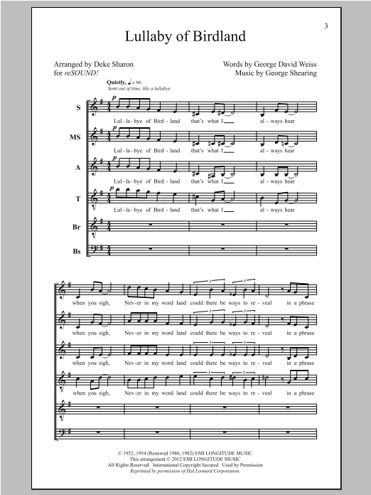 Deke Sharon Lullaby Of Birdland Sheet Music Notes & Chords for SATB - Download or Print PDF