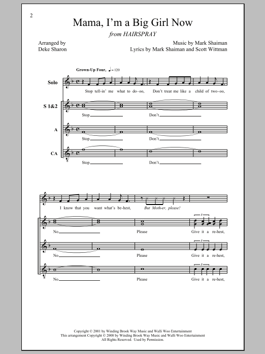 Deke Sharon Mama, I'm A Big Girl Now Sheet Music Notes & Chords for SSA - Download or Print PDF