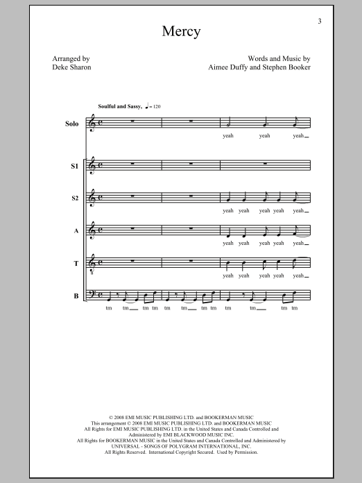 Deke Sharon Mercy Sheet Music Notes & Chords for SATB - Download or Print PDF