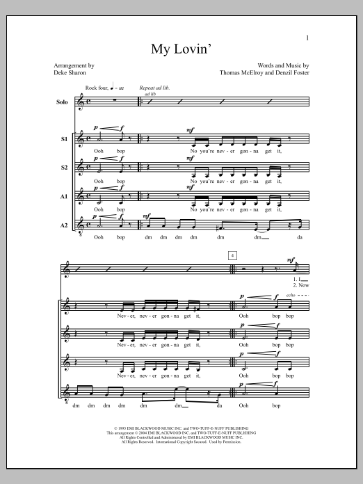 Deke Sharon My Lovin' Sheet Music Notes & Chords for Choral - Download or Print PDF
