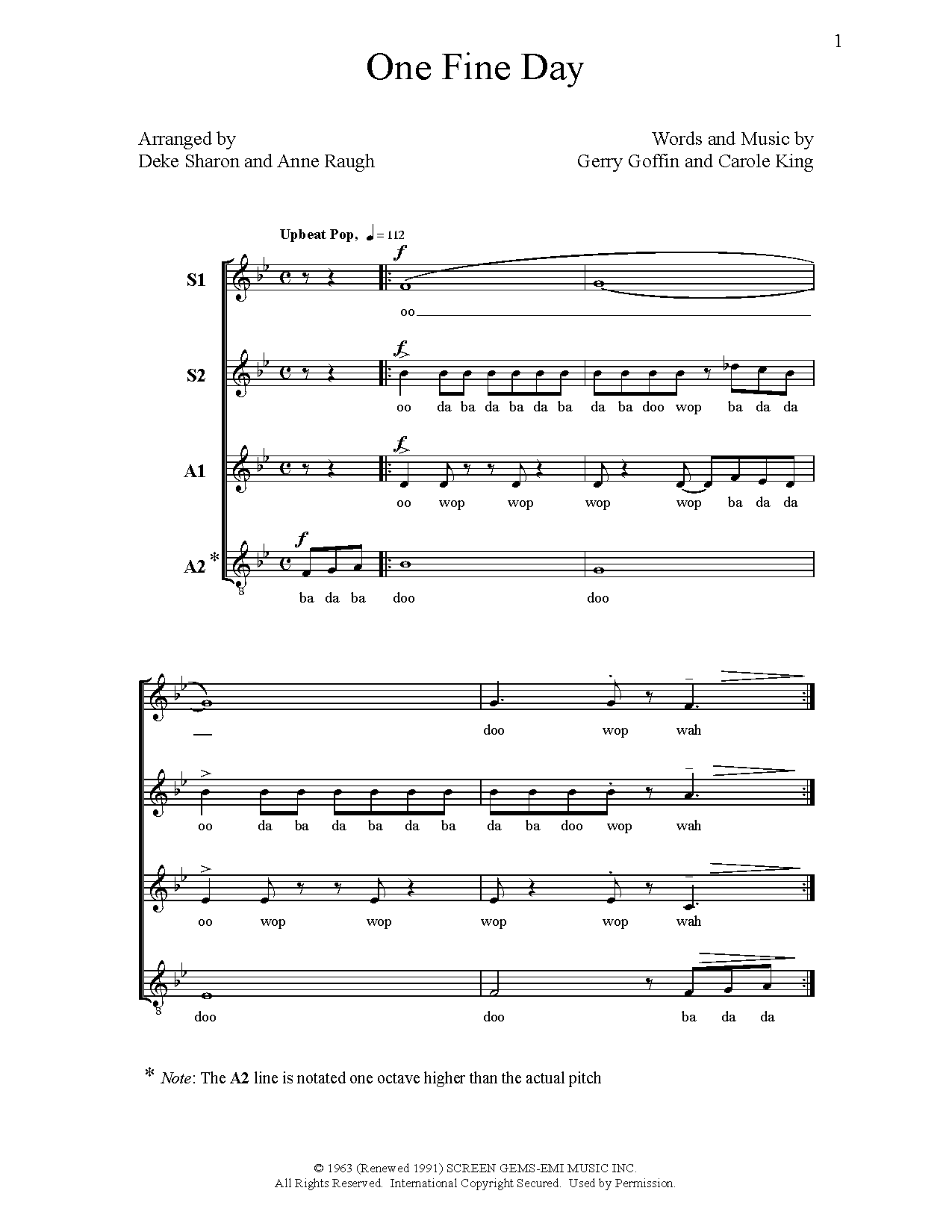Deke Sharon One Fine Day Sheet Music Notes & Chords for Choral - Download or Print PDF