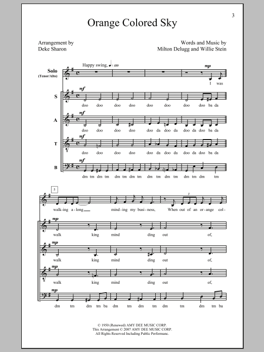 Deke Sharon Orange Colored Sky Sheet Music Notes & Chords for SATB - Download or Print PDF