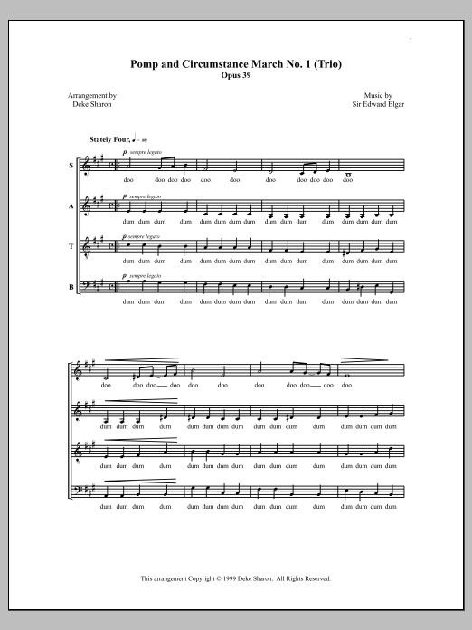 Deke Sharon Pomp and Circumstance March No. 1 (Trio) Sheet Music Notes & Chords for Choral - Download or Print PDF
