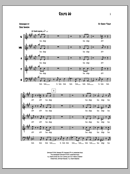 Deke Sharon Route 66 Sheet Music Notes & Chords for Choral - Download or Print PDF