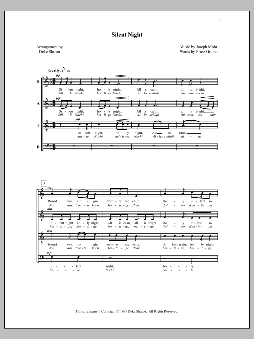 Deke Sharon Silent Night Sheet Music Notes & Chords for Choral - Download or Print PDF
