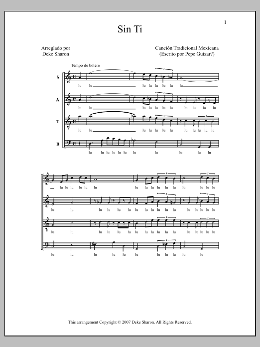 Deke Sharon Sin Ti Sheet Music Notes & Chords for Choral - Download or Print PDF