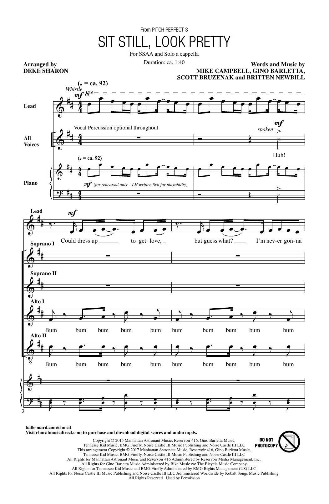 Deke Sharon Sit Still, Look Pretty Sheet Music Notes & Chords for SSAA - Download or Print PDF
