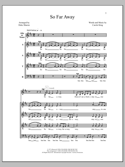 Deke Sharon So Far Away Sheet Music Notes & Chords for Choral - Download or Print PDF