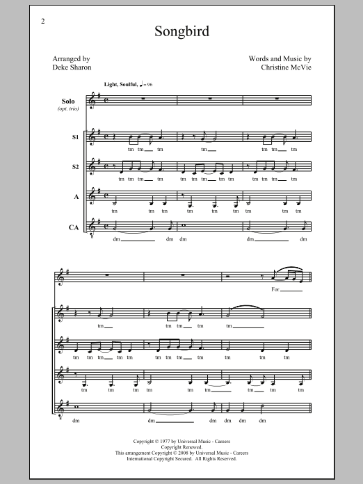 Deke Sharon Songbird Sheet Music Notes & Chords for SSA - Download or Print PDF