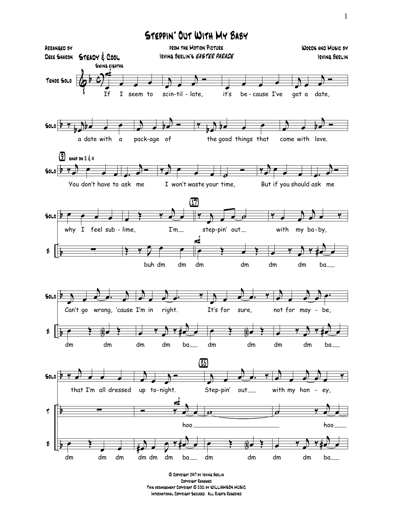 Deke Sharon Steppin' Out With My Baby Sheet Music Notes & Chords for Choral - Download or Print PDF