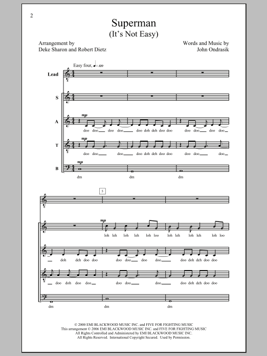 Deke Sharon Superman (it's Not Easy) Sheet Music Notes & Chords for Choral - Download or Print PDF