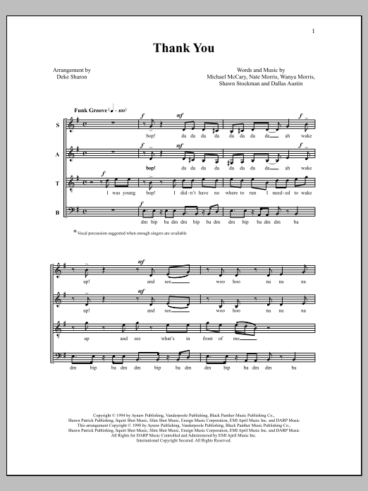 Deke Sharon Thank You Sheet Music Notes & Chords for Choral - Download or Print PDF