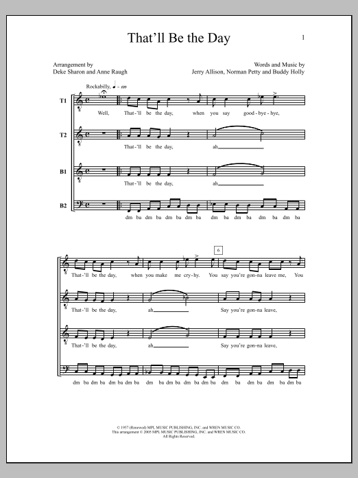 Deke Sharon That'll Be The Day Sheet Music Notes & Chords for Choral - Download or Print PDF