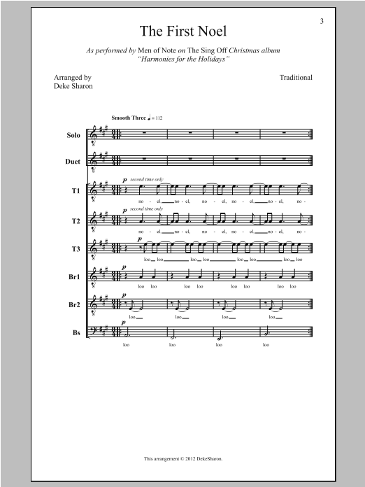 Deke Sharon The First Noel Sheet Music Notes & Chords for TTBB - Download or Print PDF