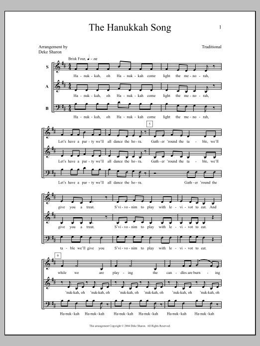 Deke Sharon The Hanukkah Song Sheet Music Notes & Chords for Choral - Download or Print PDF
