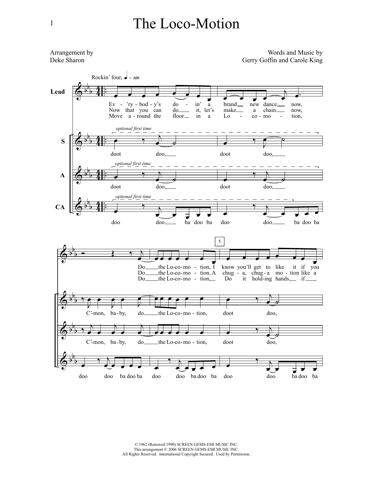 Deke Sharon The Loco-Motion Sheet Music Notes & Chords for Choral - Download or Print PDF