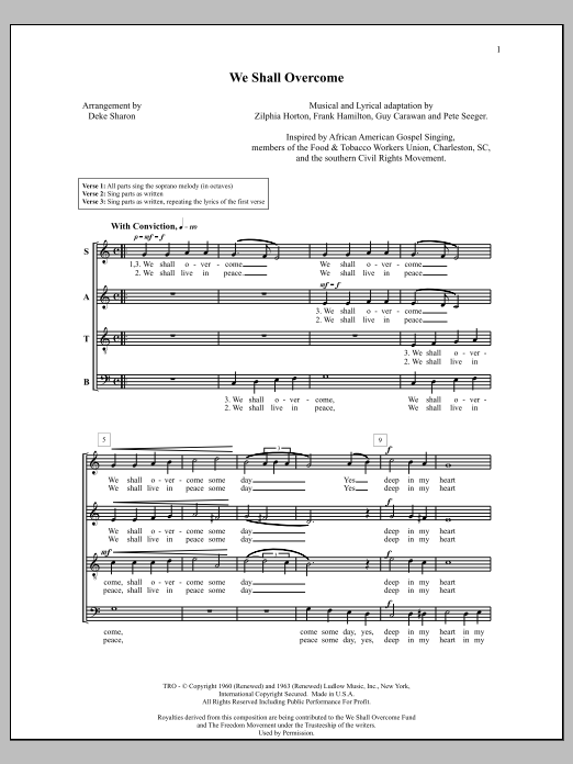 Deke Sharon We Shall Overcome Sheet Music Notes & Chords for Choral - Download or Print PDF