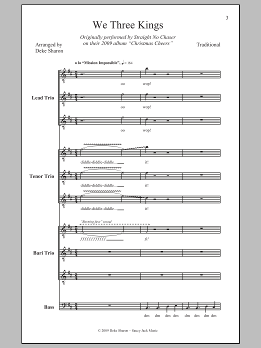 Deke Sharon We Three Kings Of Orient Are Sheet Music Notes & Chords for TTBB - Download or Print PDF