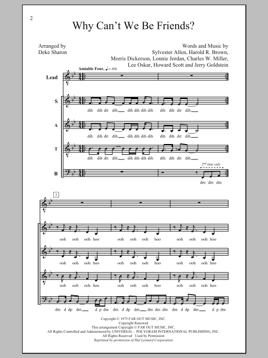 Deke Sharon Why Can't We Be Friends Sheet Music Notes & Chords for SATB - Download or Print PDF
