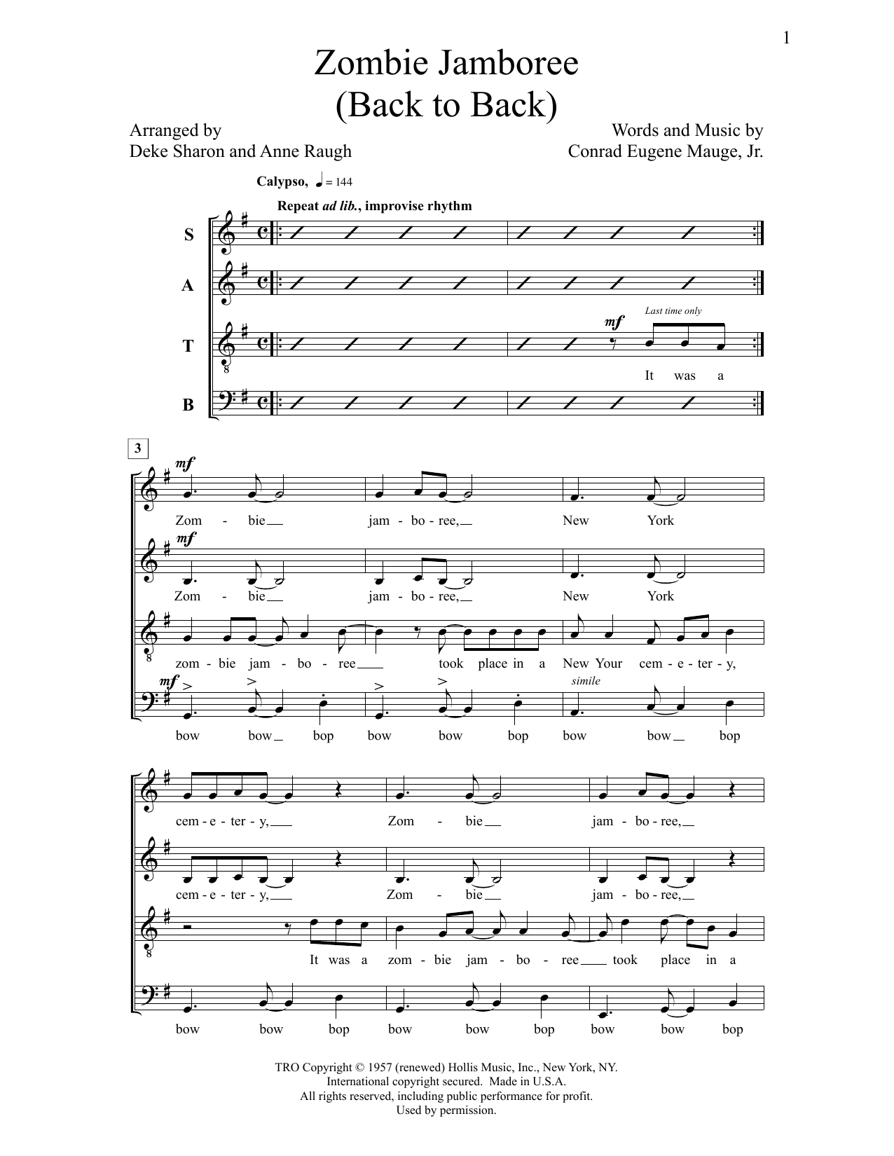 Deke Sharon Zombie Jamboree Sheet Music Notes & Chords for Choral - Download or Print PDF