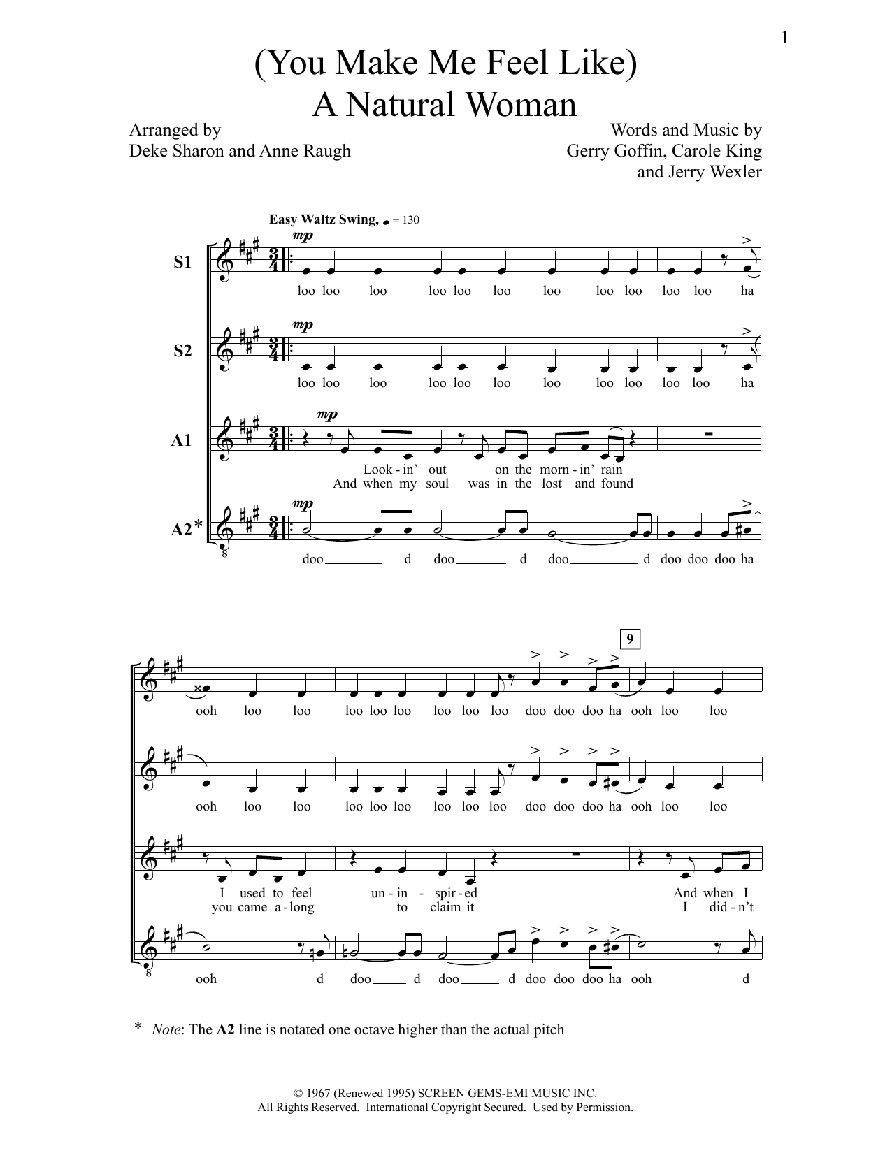 Preview Deke Sharon (You Make Me Feel Like) A Natural Woman Oldies sheet music, notes and chords for Choral, SKU: 339449 (You Make Me Feel Like) A Natural Woman sheet music
