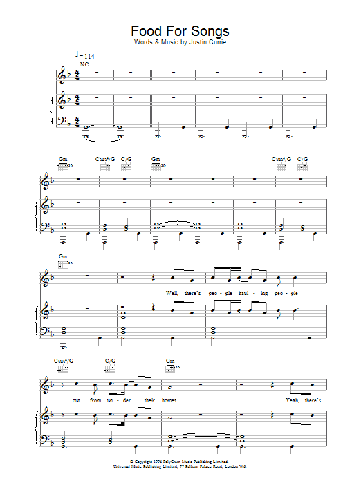 Preview Del Amitri Food For Songs Rock sheet music, notes and chords for Piano, Vocal & Guitar (Right-Hand Melody), SKU: 17513 Food For Songs sheet music