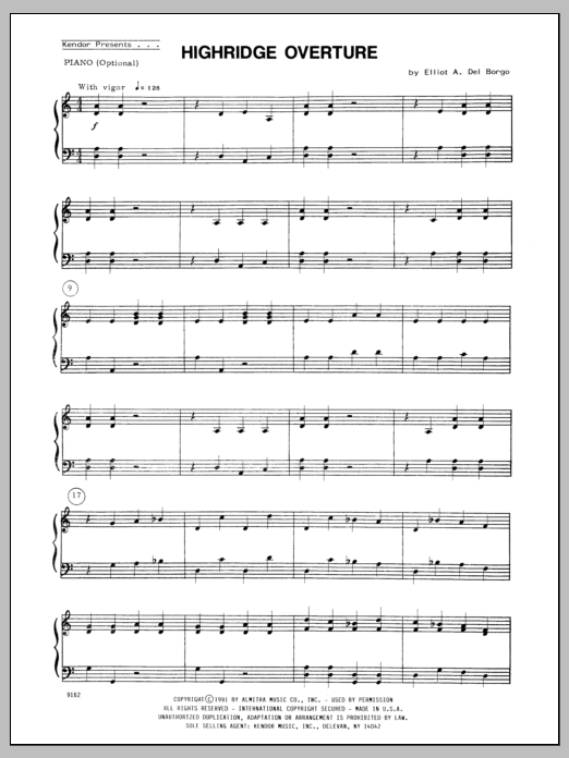 Highridge Overture - Piano (optional) sheet music