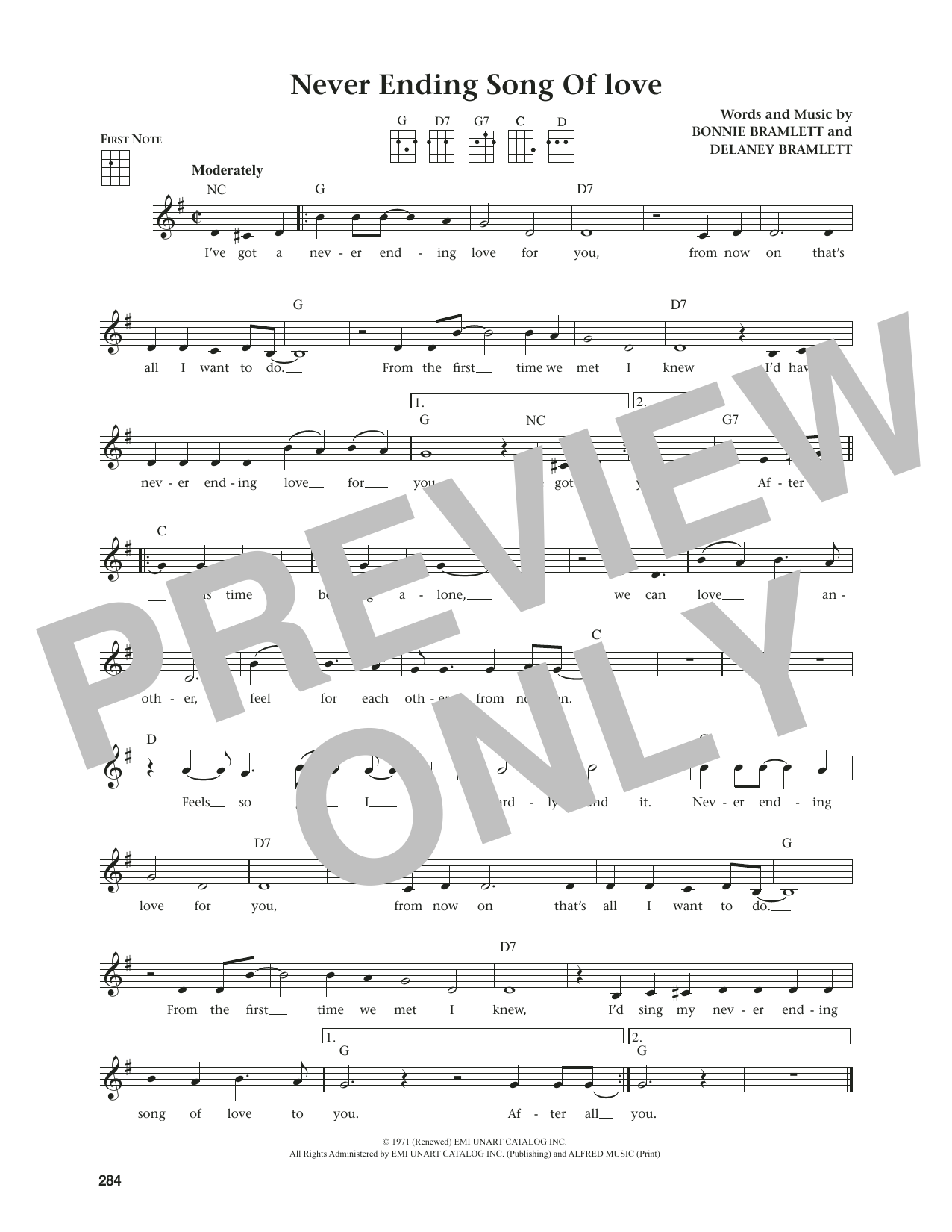 Delaney & Bonnie Never Ending Song Of Love (from The Daily Ukulele) (arr. Jim Beloff) Sheet Music Notes & Chords for Ukulele - Download or Print PDF