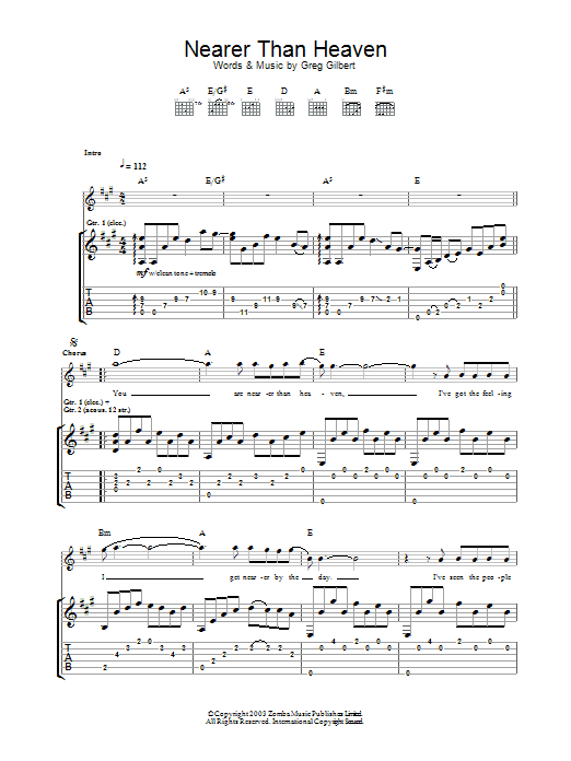The Delays Nearer Than Heaven Sheet Music Notes & Chords for Guitar Tab - Download or Print PDF
