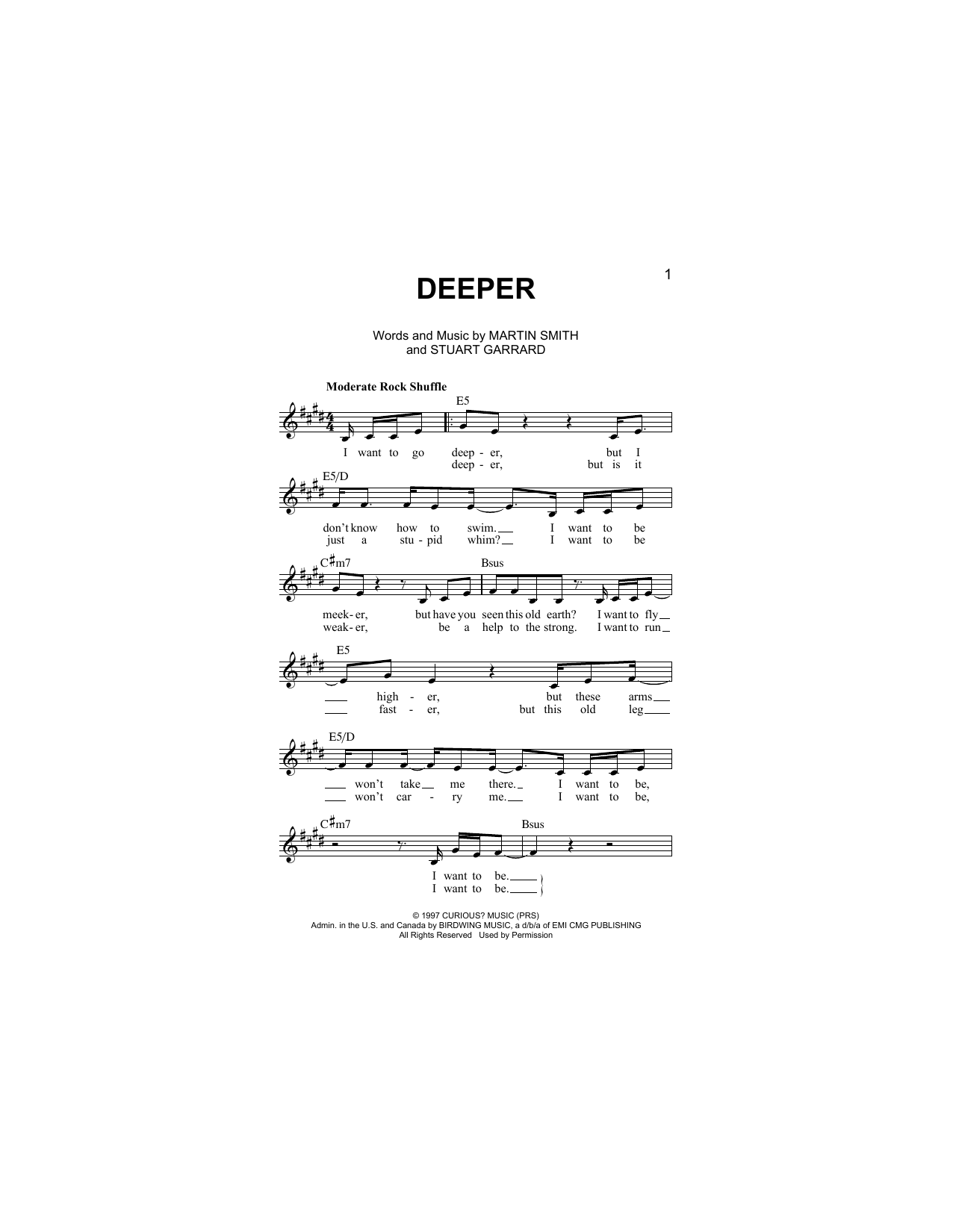 Delirious? Deeper Sheet Music Notes & Chords for Piano, Vocal & Guitar Chords (Right-Hand Melody) - Download or Print PDF