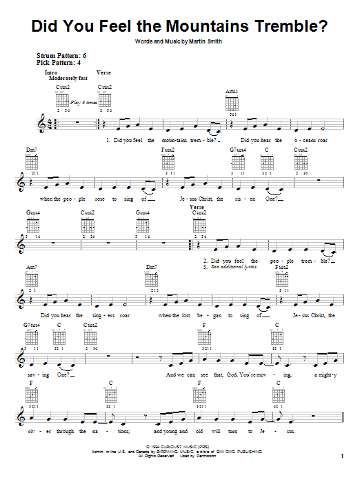 Preview Delirious? Did You Feel The Mountains Tremble? Christian sheet music, notes and chords for Easy Guitar, SKU: 50524 Did You Feel The Mountains Tremble? sheet music