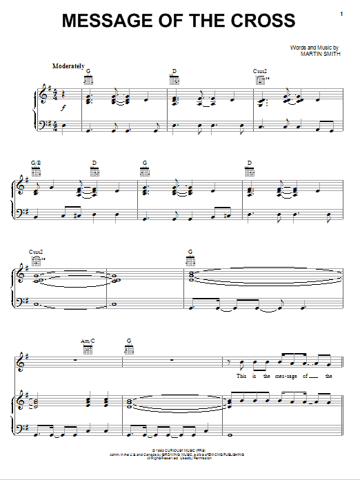Preview Delirious? Message Of The Cross Pop sheet music, notes and chords for Piano, Vocal & Guitar (Right-Hand Melody), SKU: 75404 Message Of The Cross sheet music