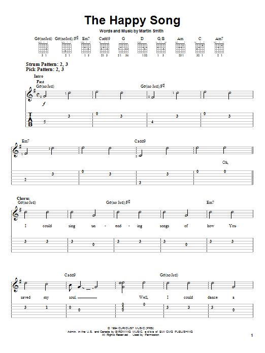 Delirious? The Happy Song Sheet Music Notes & Chords for Easy Guitar with TAB - Download or Print PDF