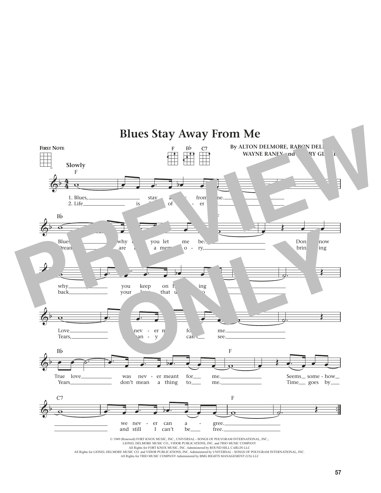 Delmore Brothers Blues Stay Away From Me (from The Daily Ukulele) (arr. Jim Beloff) Sheet Music Notes & Chords for Ukulele - Download or Print PDF