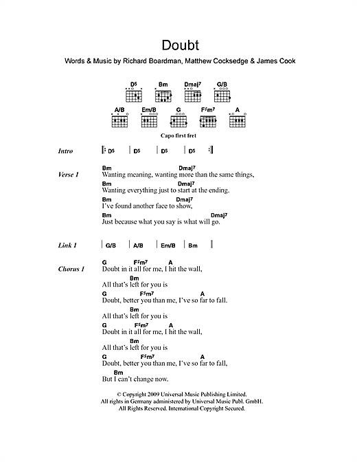 Delphic Doubt Sheet Music Notes & Chords for Piano, Vocal & Guitar (Right-Hand Melody) - Download or Print PDF