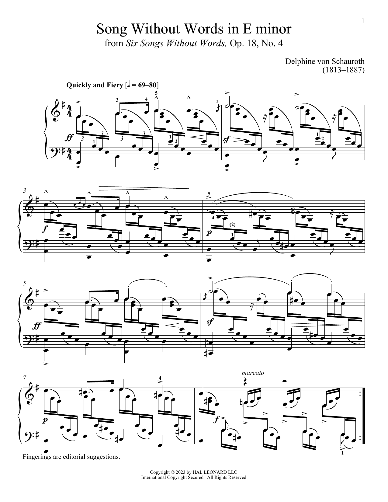 Delphine von Schauroth Quickly and Firey Sheet Music Notes & Chords for Piano Solo - Download or Print PDF