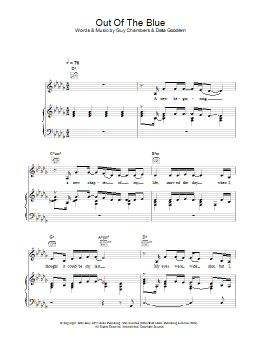 Delta Goodrem Out Of The Blue Sheet Music Notes & Chords for Easy Piano - Download or Print PDF