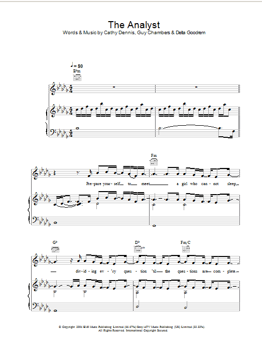 Delta Goodrem The Analyst Sheet Music Notes & Chords for Piano, Vocal & Guitar (Right-Hand Melody) - Download or Print PDF