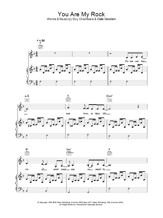 Delta Goodrem You Are My Rock Sheet Music Notes & Chords for Melody Line, Lyrics & Chords - Download or Print PDF