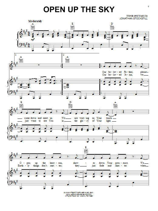 Deluge Band Open Up The Sky Sheet Music Notes & Chords for Piano, Vocal & Guitar (Right-Hand Melody) - Download or Print PDF Deluge Band Open Up The Sky Sheet Music Notes & Chords for Piano, Vocal & Guitar (Right-Hand Melody) - Download or Print PDF