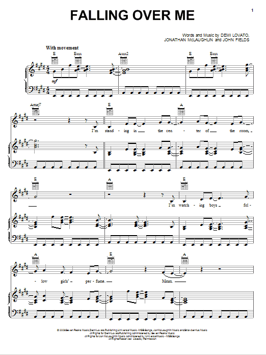 Demi Lovato Falling Over Me Sheet Music Notes & Chords for Piano, Vocal & Guitar (Right-Hand Melody) - Download or Print PDF