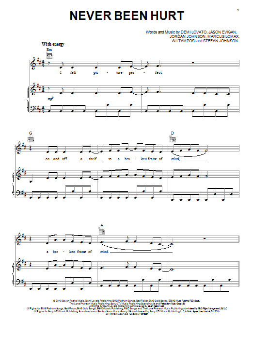 Demi Lovato Never Been Hurt Sheet Music Notes & Chords for Piano, Vocal & Guitar (Right-Hand Melody) - Download or Print PDF