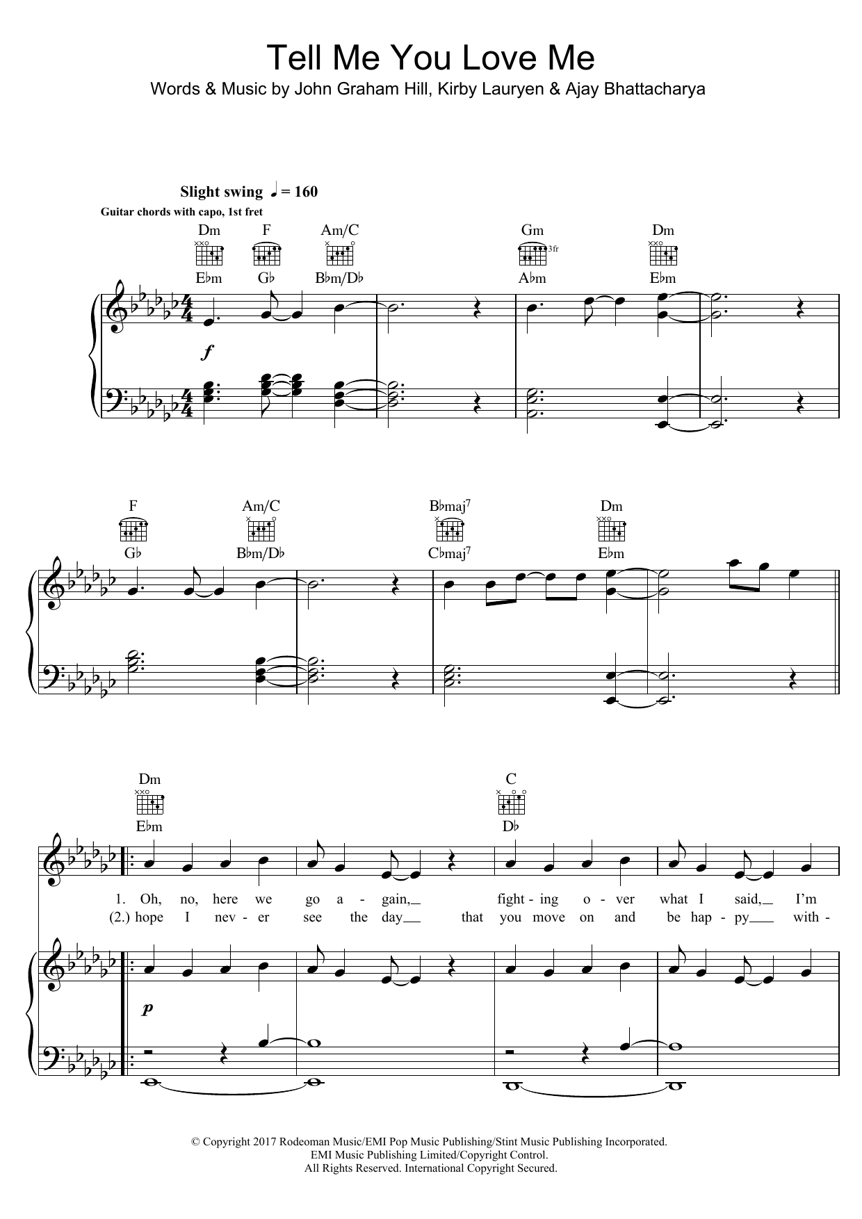 Demi Lovato Tell Me You Love Me Sheet Music Notes & Chords for Piano, Vocal & Guitar (Right-Hand Melody) - Download or Print PDF