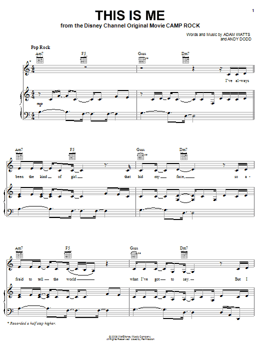 Demi Lovato This Is Me Sheet Music Notes & Chords for Easy Piano - Download or Print PDF