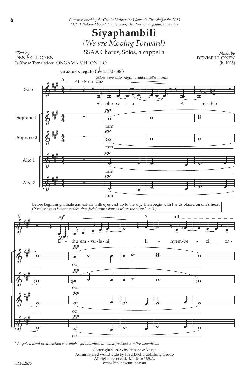 Denise LL Onen Siyaphambili Sheet Music Notes & Chords for SSAA Choir - Download or Print PDF