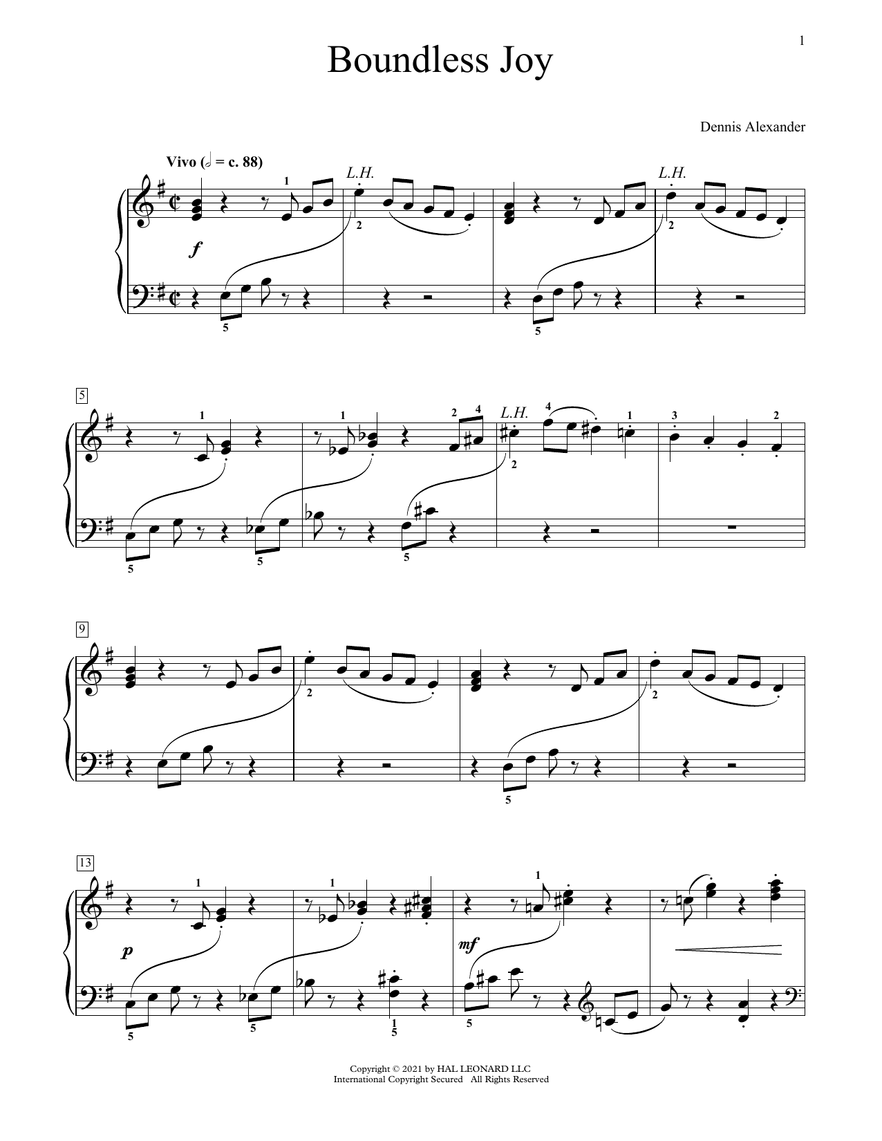 Dennis Alexander Boundless Joy Sheet Music Notes & Chords for Educational Piano - Download or Print PDF
