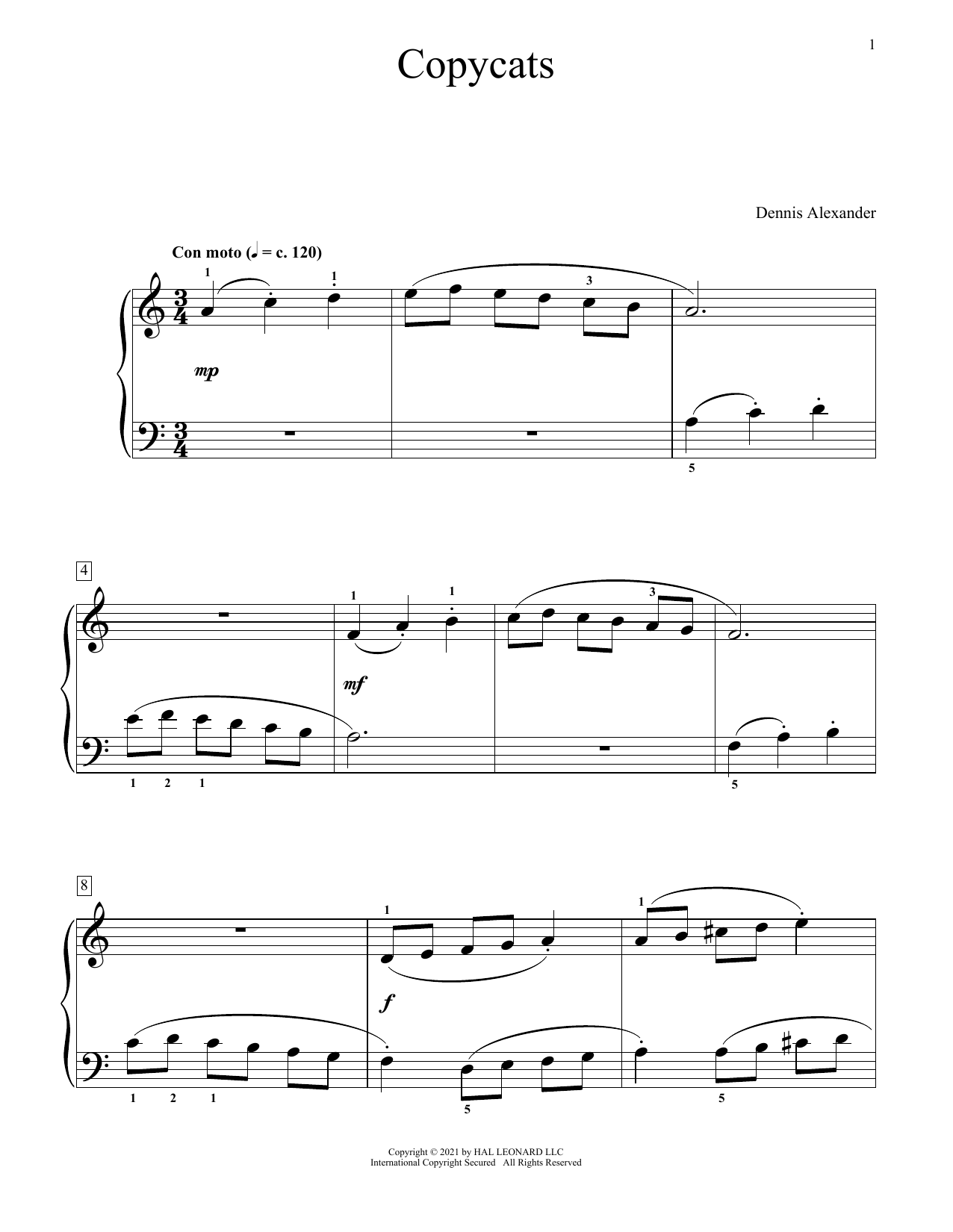 Dennis Alexander Copycats Sheet Music Notes & Chords for Educational Piano - Download or Print PDF